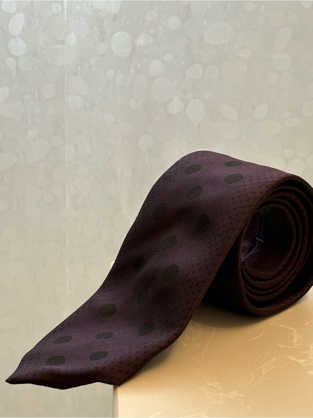 Paul Smith Plum Silk Tie with Black Polka Dots